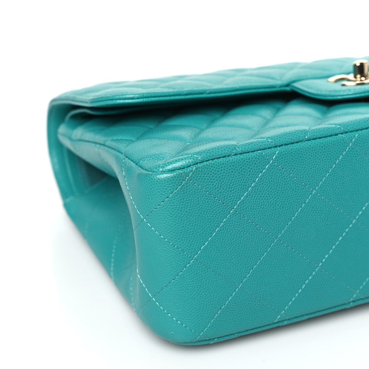 Chanel Caviar Quilted Jumbo Double Flap Turquoise 8 of 9