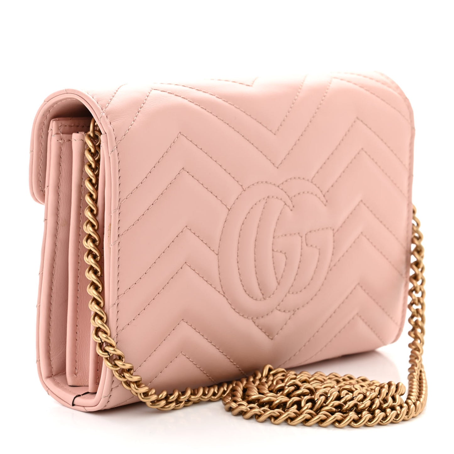 Calfskin Matelasse GG Marmont Chain Wallet Perfect Pink