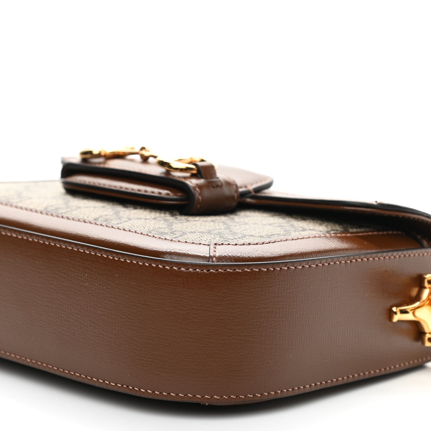 Gucci GG Supreme Monogram Web Mini Horsebit 1955 Shoulder Bag Beige Brown Sugar 10 of 11