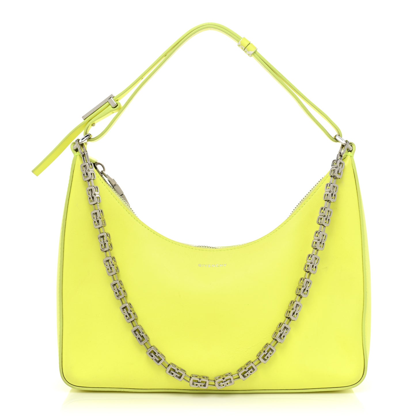 Smooth Calfskin Small Moon Cut Out Shoulder Bag Fluo Yellow