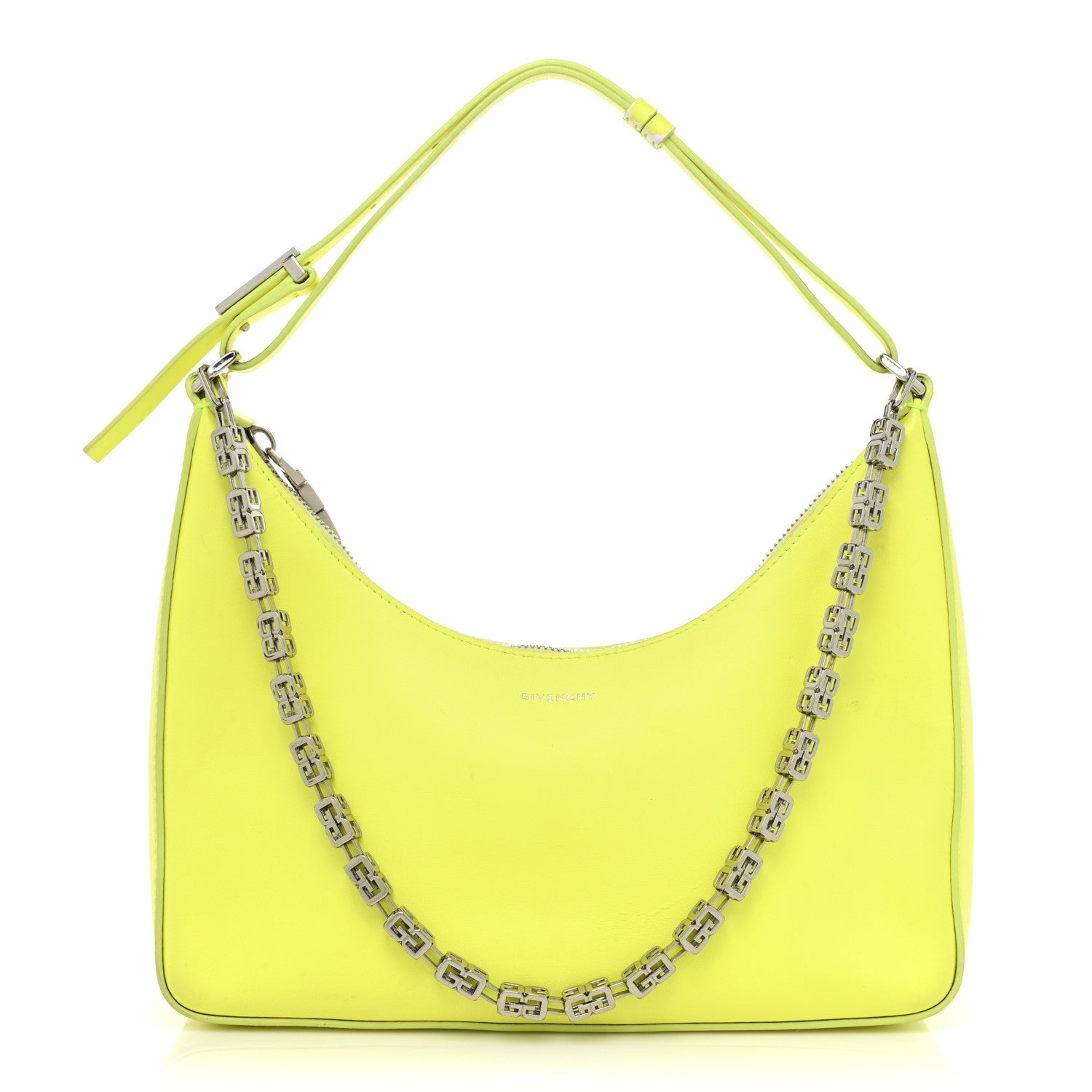 Givenchy Smooth Calfskin Small Moon Cut Out Shoulder Bag Fluo Yellow 1 of 23