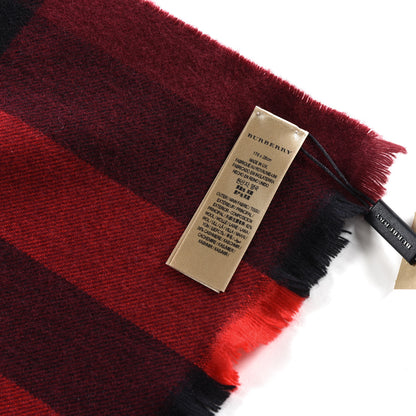 Burberry Wool Cashmere Giant Exploded Check Fringe Scarf Claret 4 of 5