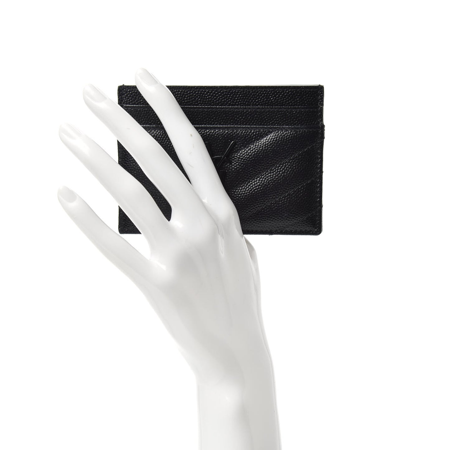 Grain De Poudre Matelasse Chevron Monogram Credit Card Case Black