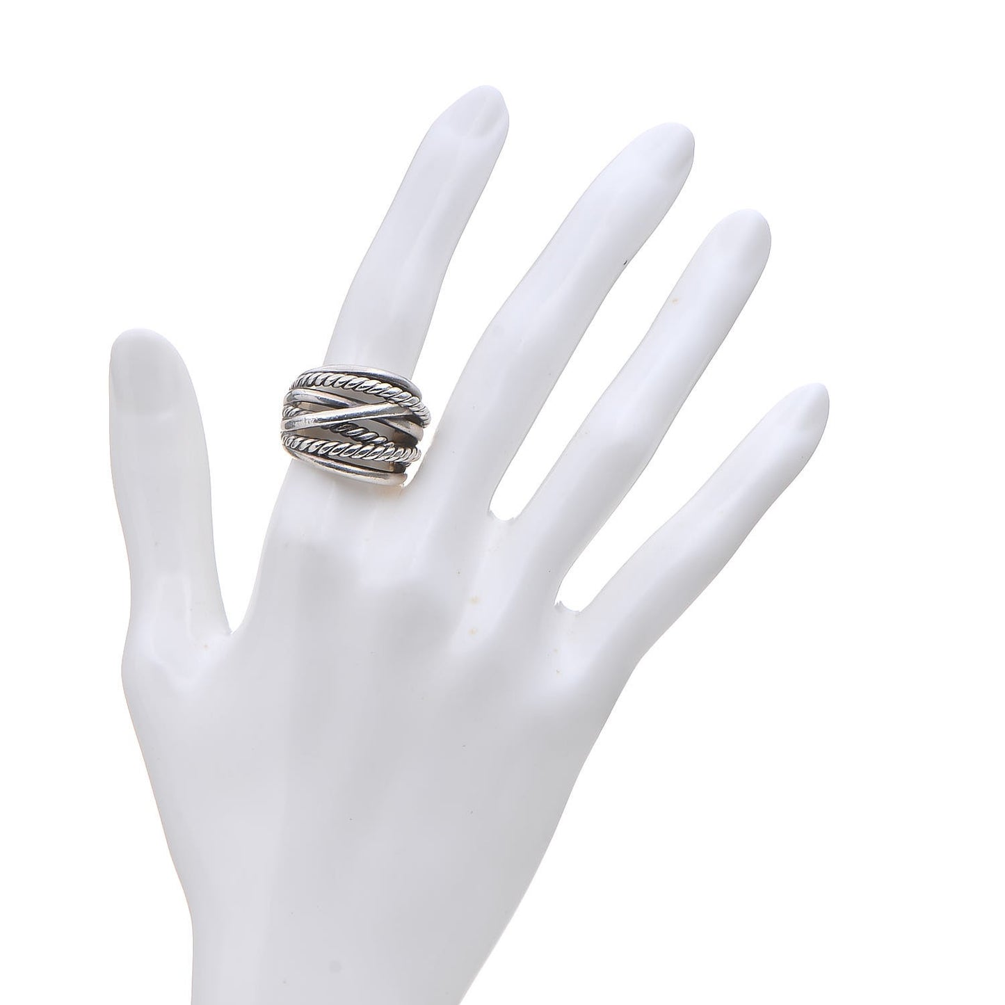 Sterling Silver 18mm Wide Crossover Cable Ring 52 6
