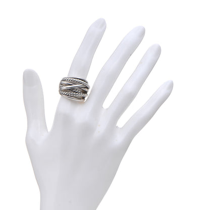 David Yurman Sterling Silver 18mm Wide Crossover Cable Ring 52 6 2 of 5