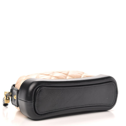 Chanel Aged Calfskin Quilted Gabrielle Classic Pouch Beige Black 4 of 9