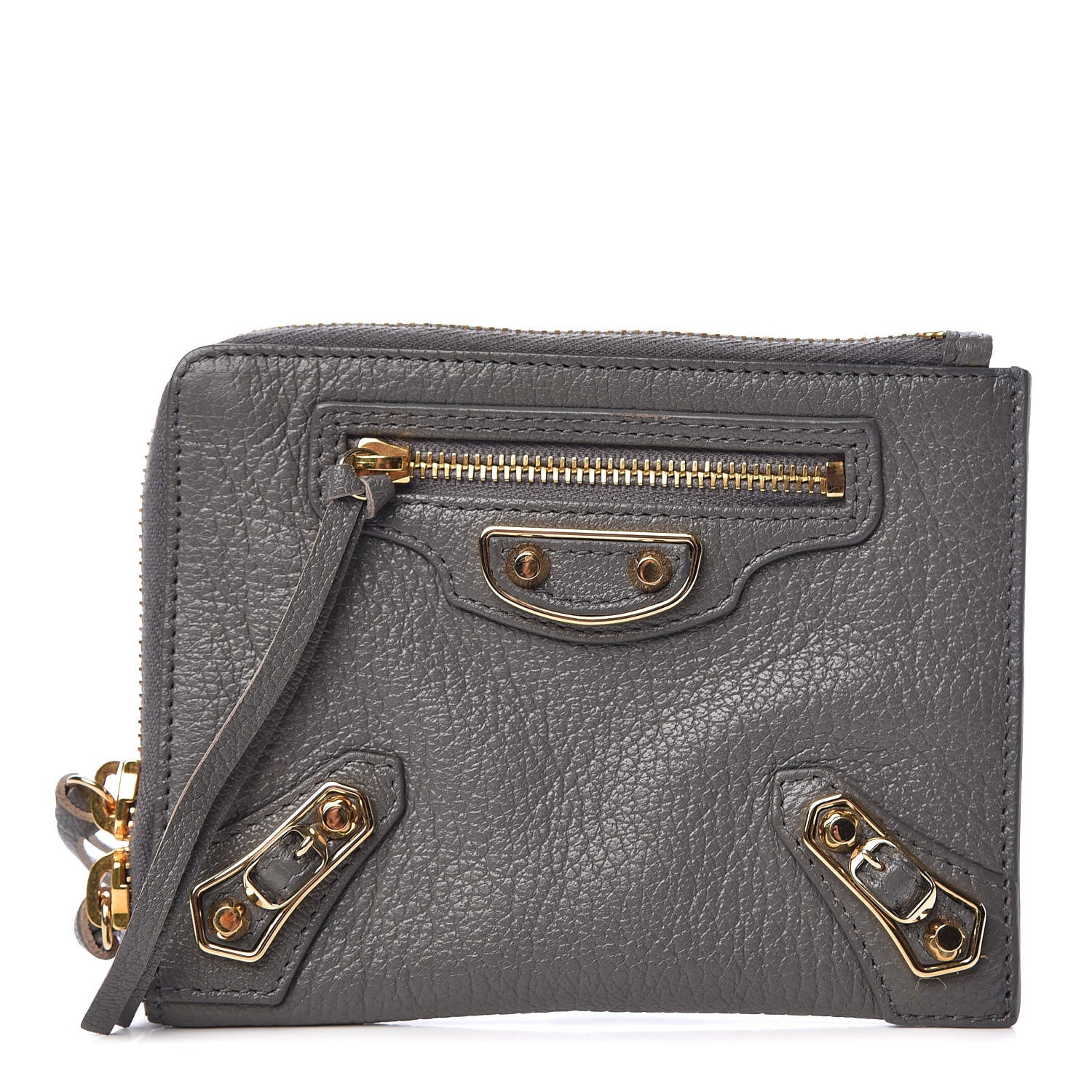 Balenciaga Chevre Agneau Arena Gold Metallic Edge Hardware Mini Pouch Gris Acier 1 of 7