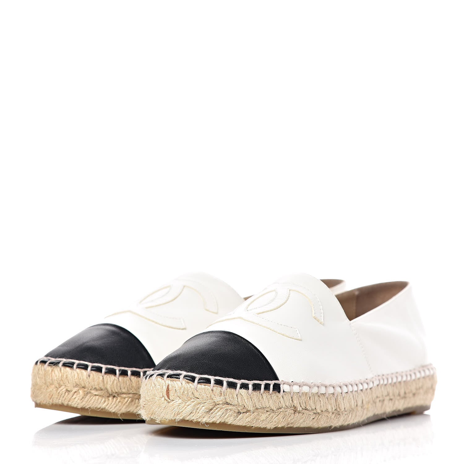 Chanel Lambskin CC Espadrilles 38 White Black 2 of 15
