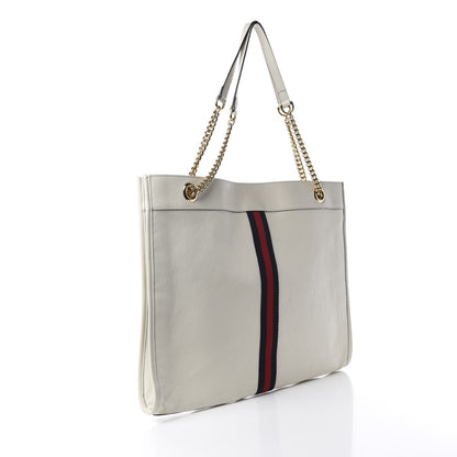 Gucci Suede Calfskin Large Rajah Chain Tote White 3 of 10