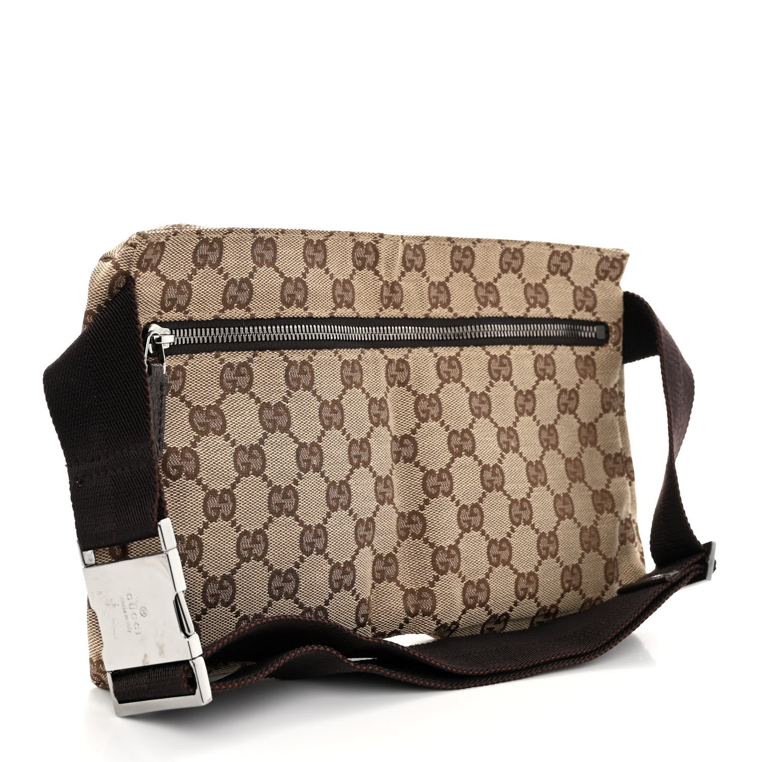 Gucci GG Monogram Double Pocket Belt Bag Dark Brown 3 of 10