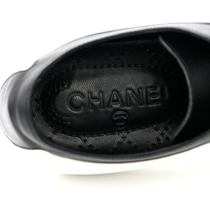 Chanel Calfskin Womens CC Sneakers 37 Black White 7 of 18
