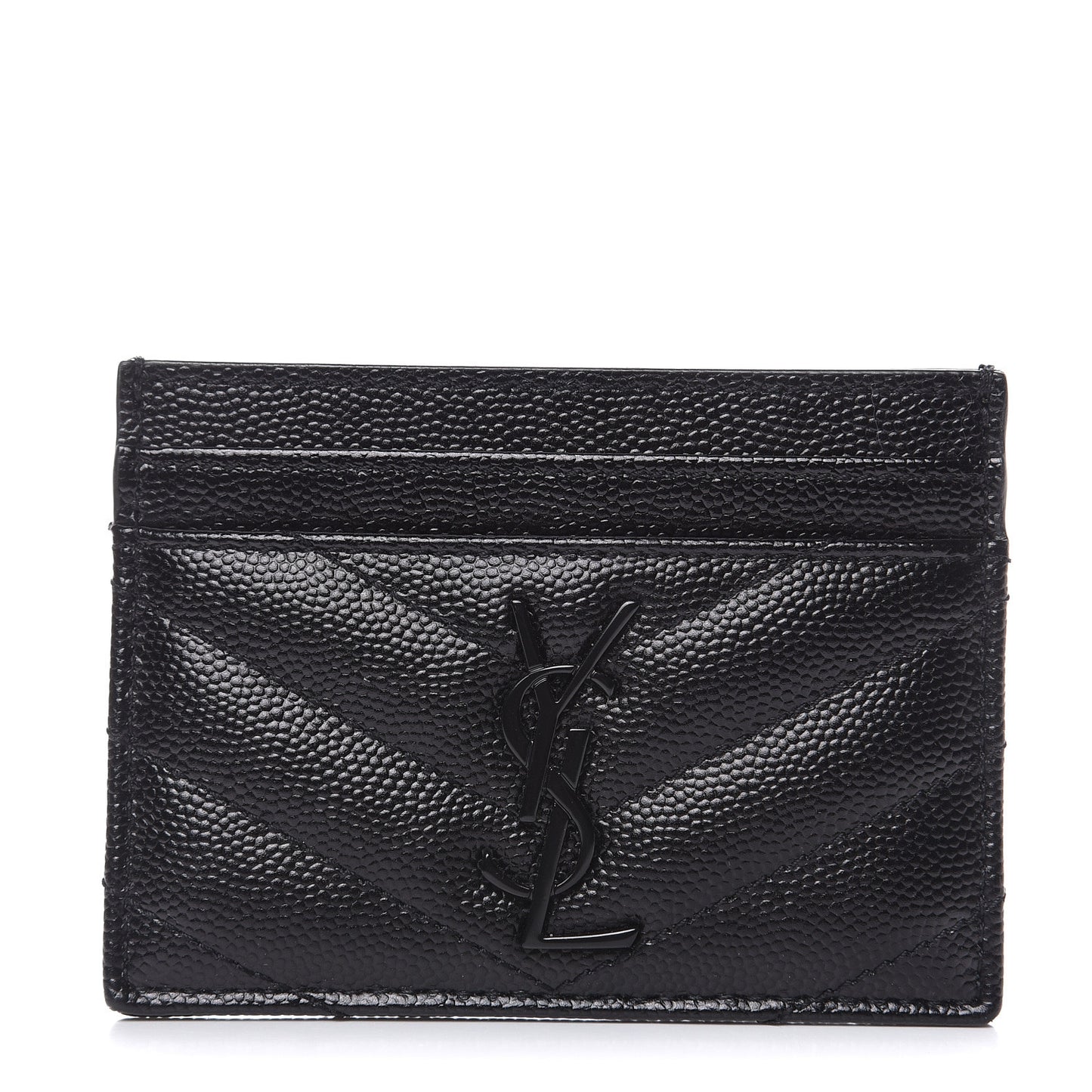 Grain De Poudre Matelasse Chevron Monogram Credit Card Case Black