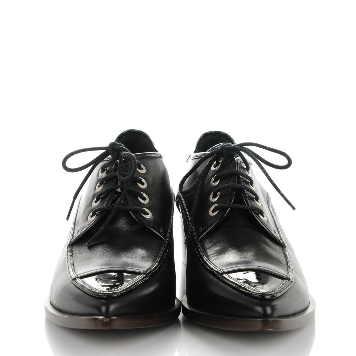 Calfskin Patent CC Lace Up Oxfords 38 Black