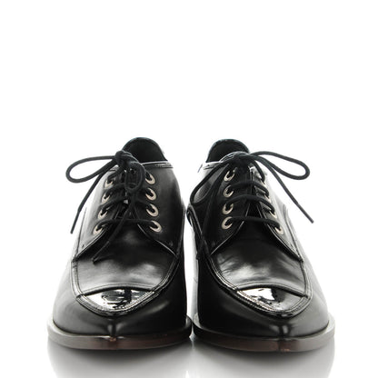 Chanel Calfskin Patent CC Lace Up Oxfords 38 Black 2 of 9
