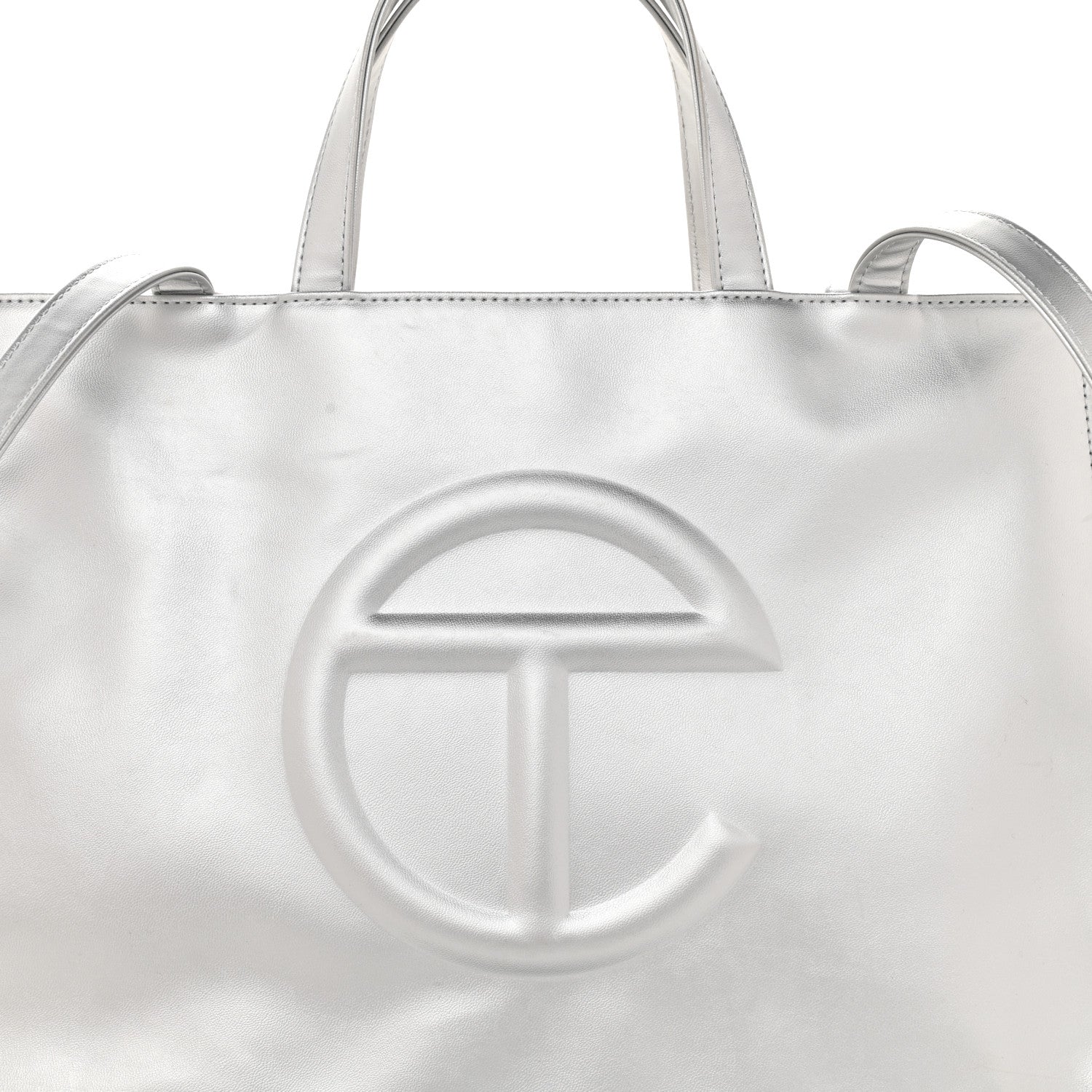 Telfar Metallic Vegan Leather Medium Shopping Bag Silver 7 of 10