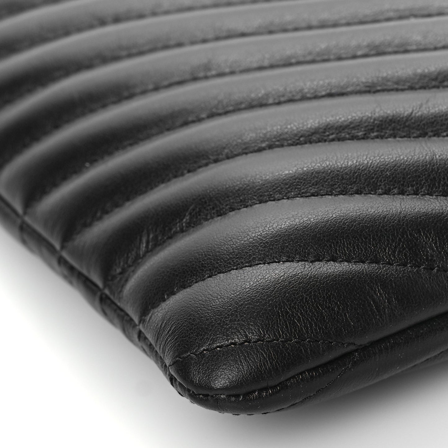 Calfskin Matelasse Chevron Monogram Document Holder Black