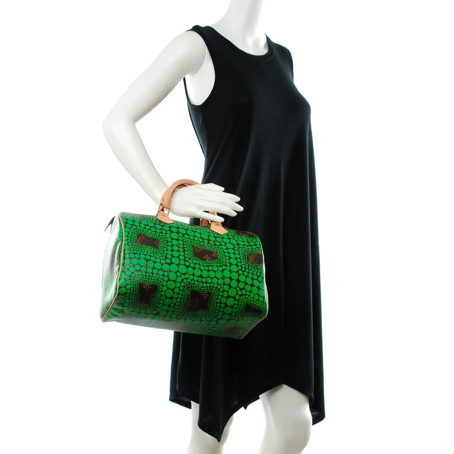 Louis Vuitton Monogram Kusama Town Speedy 30 Green 2 of 7