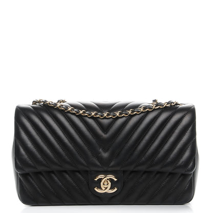 Chanel Lambskin Surpique Chevron Medium Flap Black 1 of 7