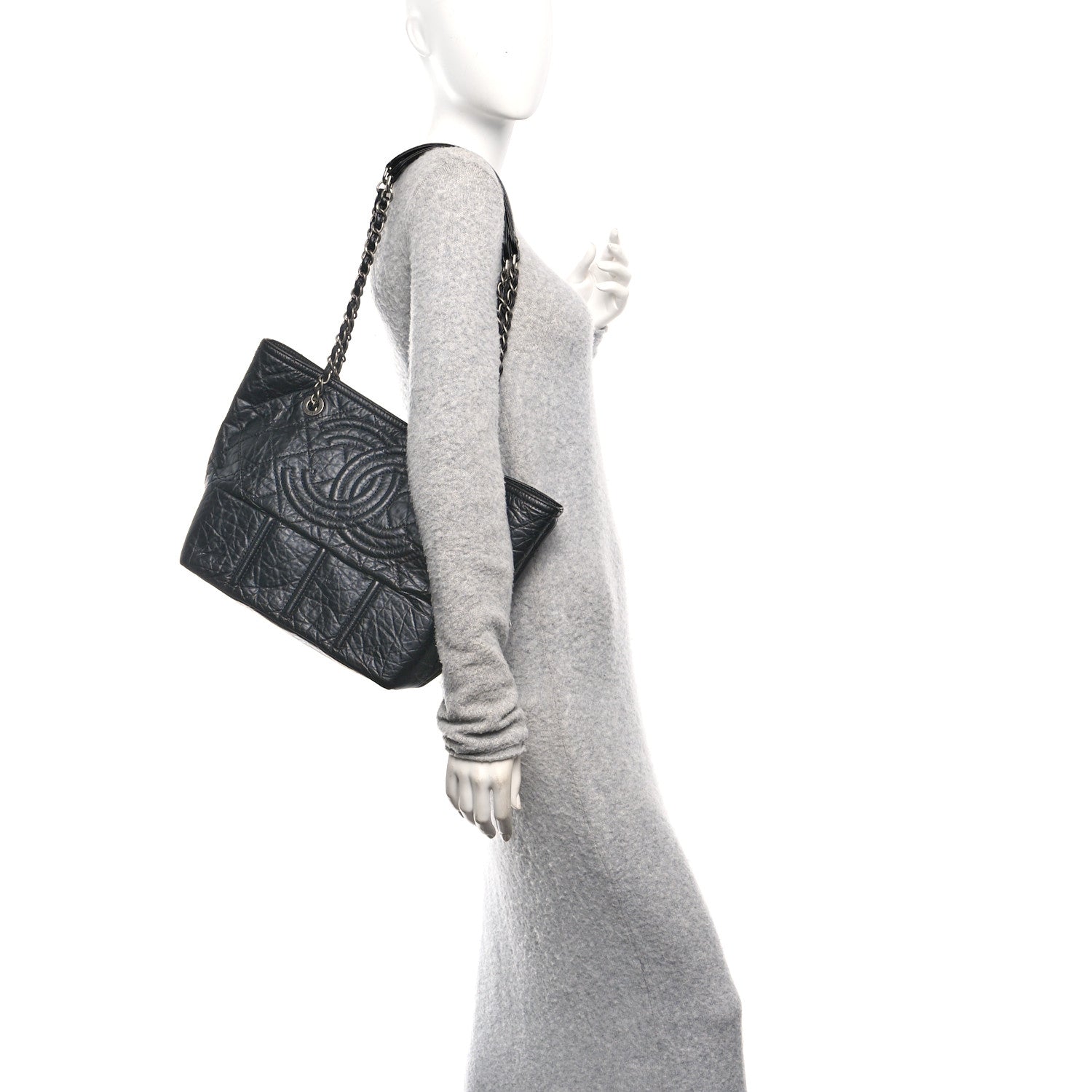 Chanel Aged Calfskin Small Shopping in Moscow Tote Black 2 of 10