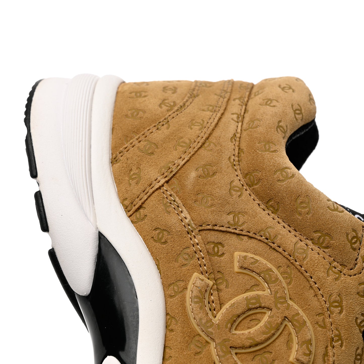 Suede Calfskin Printed CC Sneakers 41 Beige