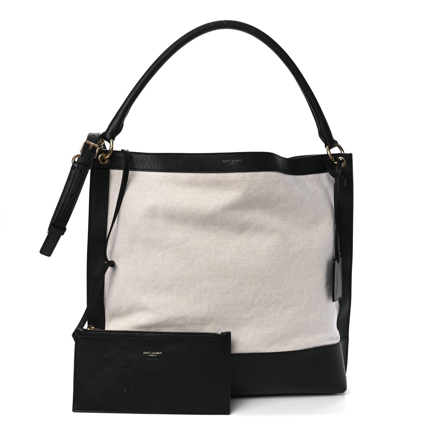 Canvas Calfskin Tag Hobo White Black