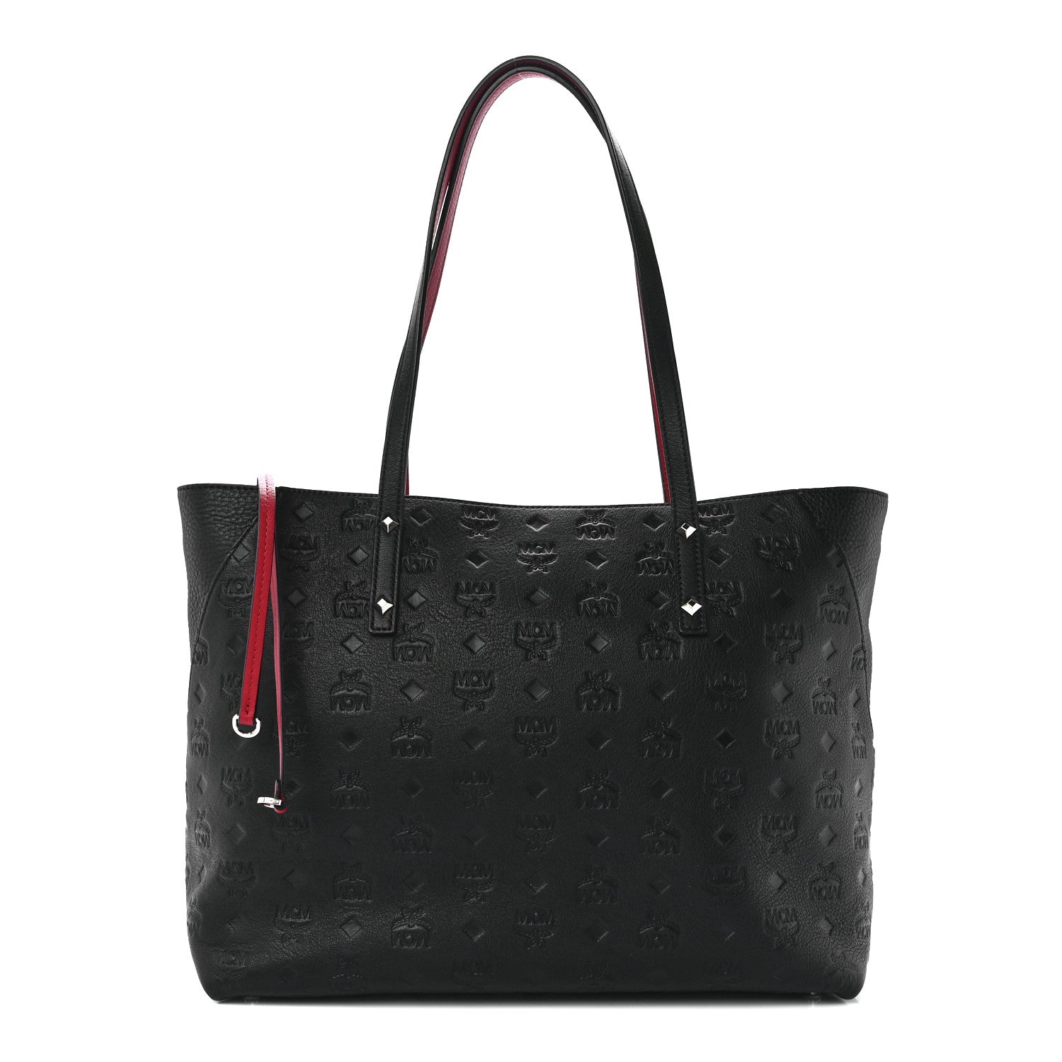 MCM Calfskin Ottomar Monogram Medium Klara Shopper Tote Black 1 of 11