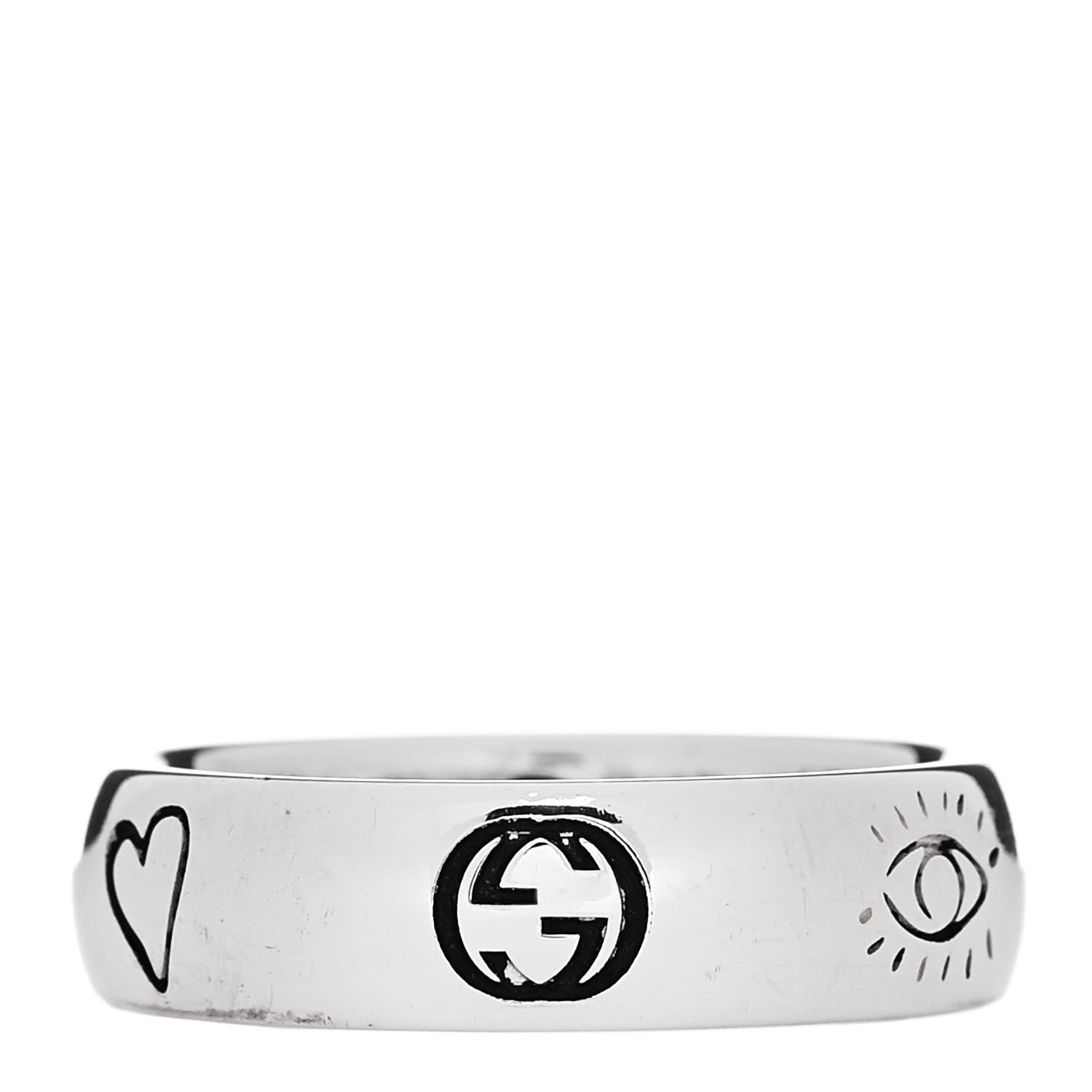 Gucci Sterling Silver Blind for Love Band Ring 50 5.5 3 of 5