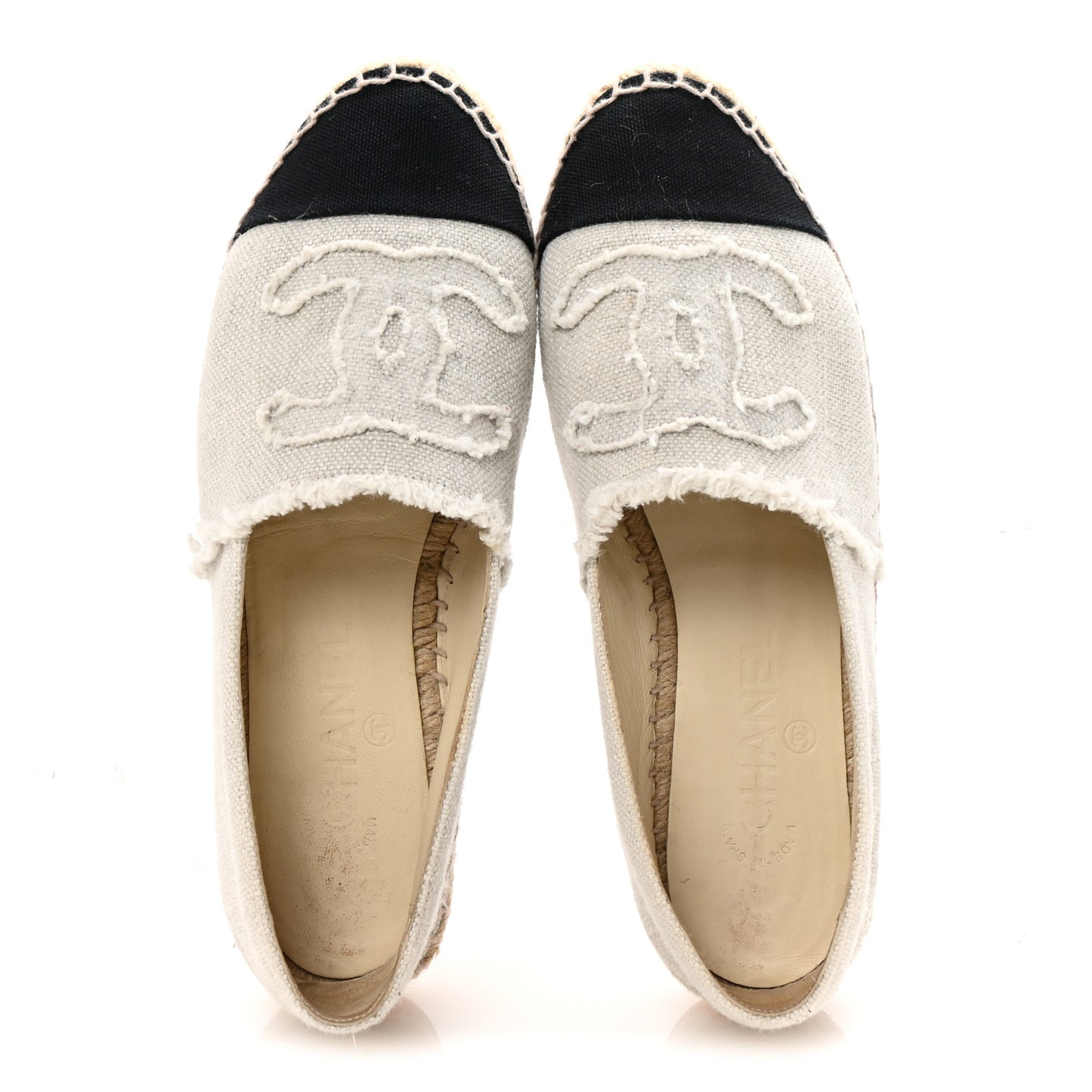 Linen CC Espadrilles 39 Beige Black