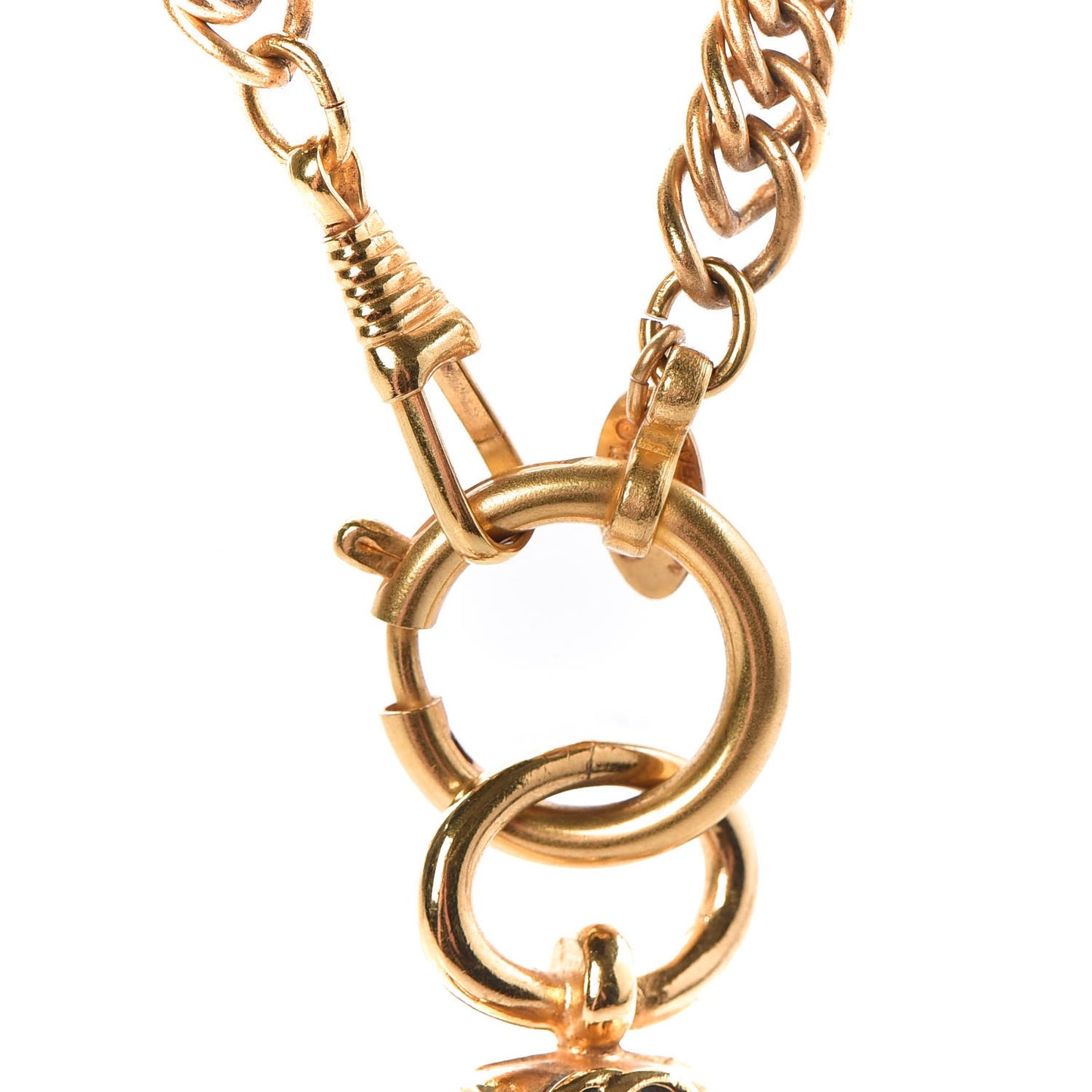 CC Quilted Loupe Chain Necklace Gold