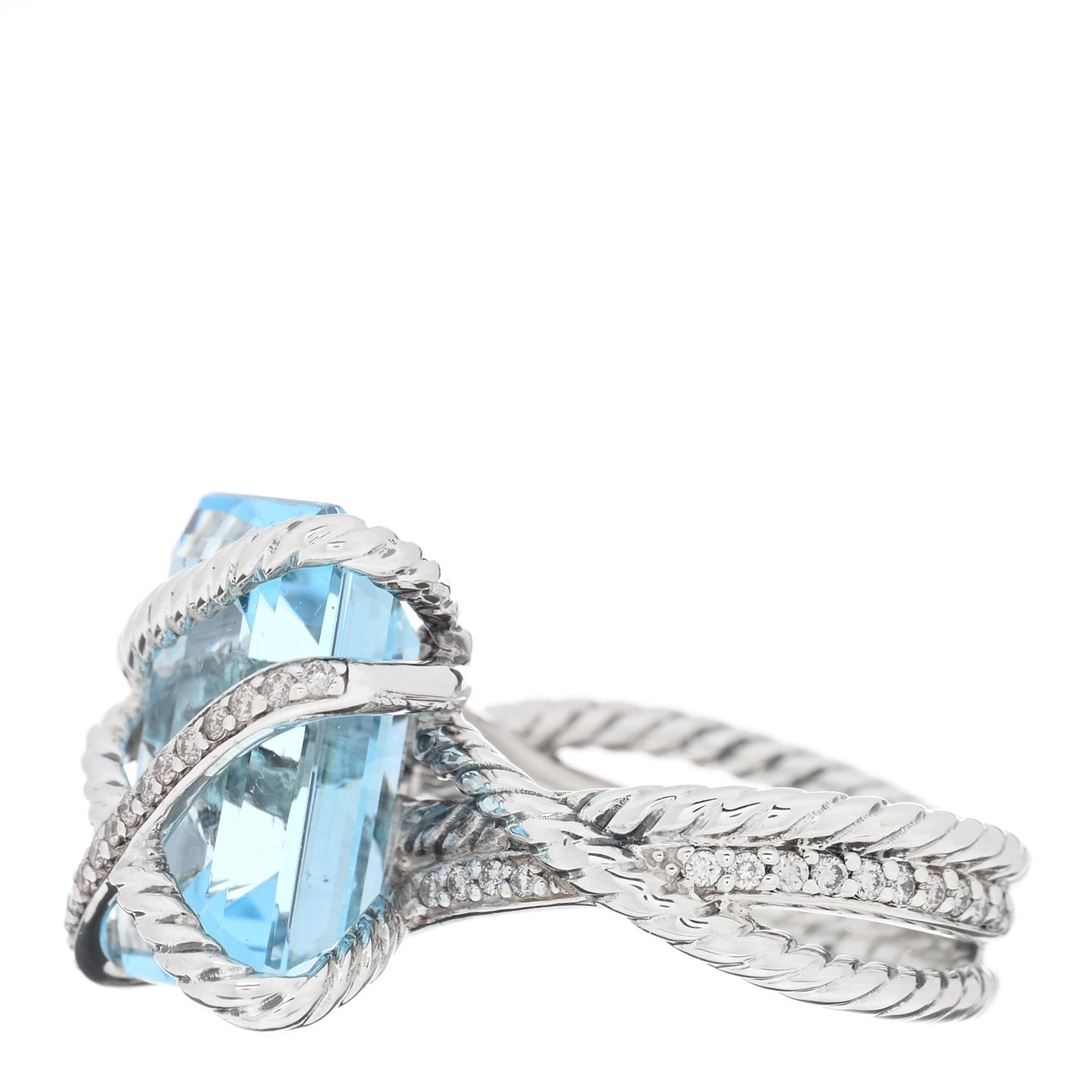 Sterling Silver Diamond Blue Topaz 16mm Cable Wrap Ring 54 7