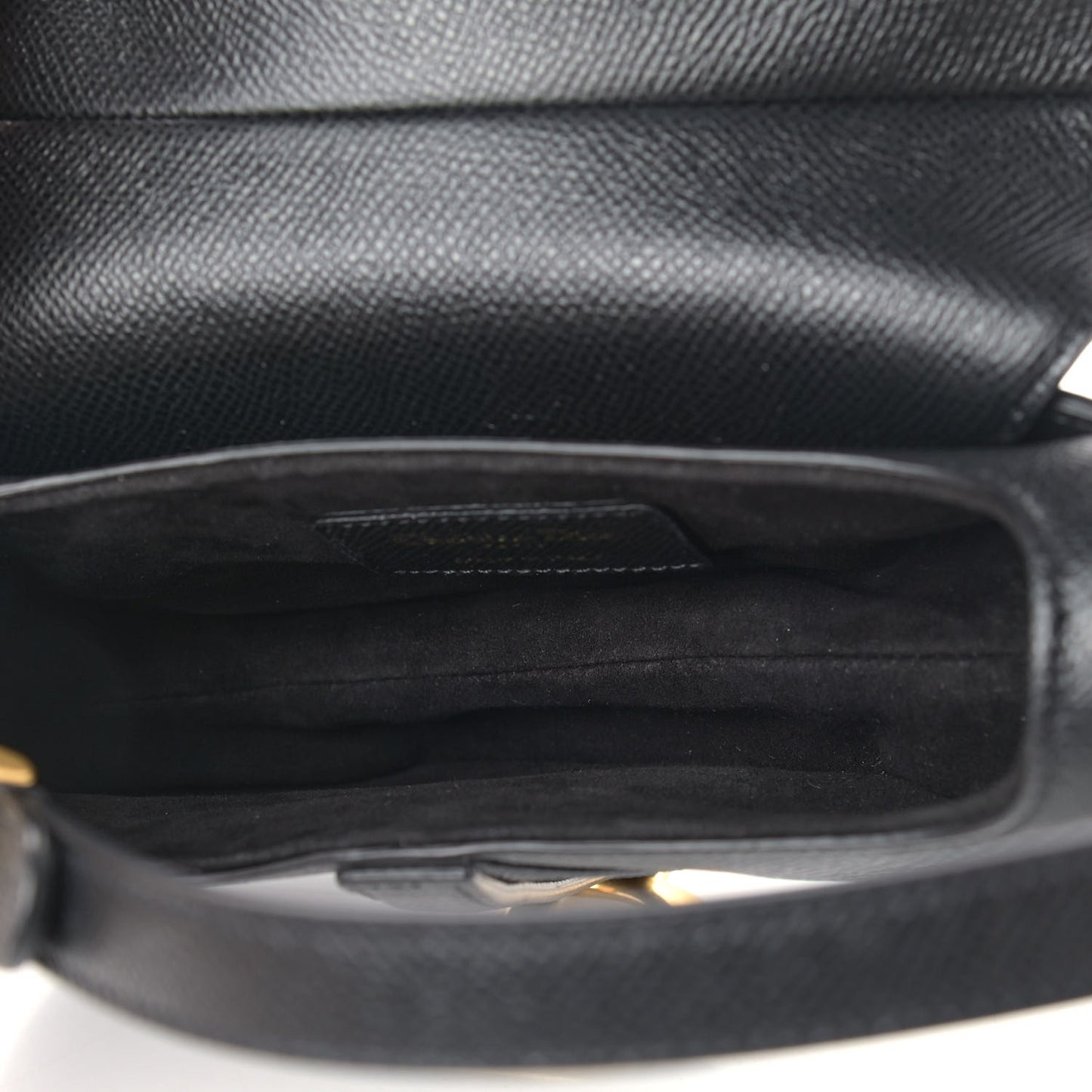 Grained Calfskin Mini Saddle Bag Black
