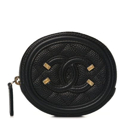Chanel Caviar Quilted Filigree Zip Around Classic Coin Purse Black 1 of 7