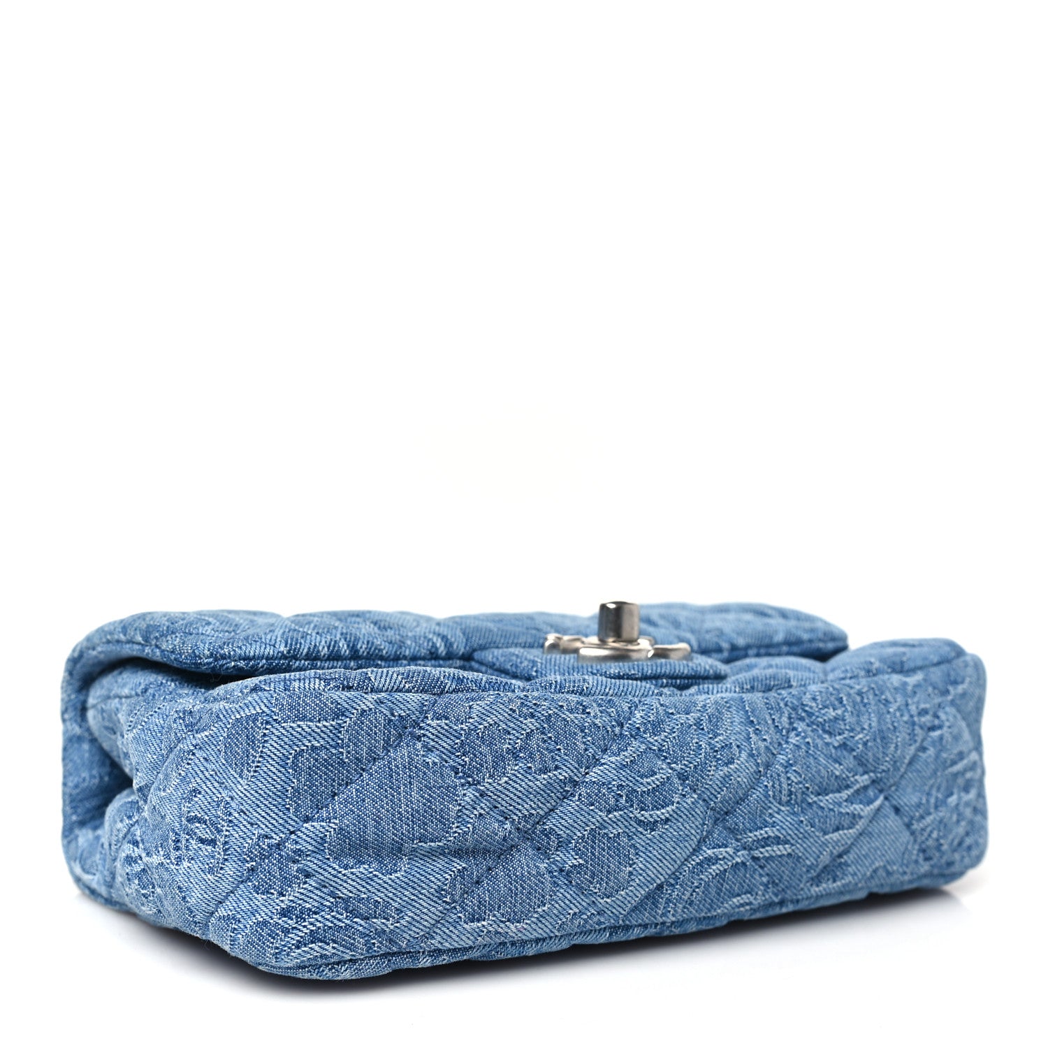 Chanel Denim Quilted Camellia Sweetheart Mini Rectangular Flap Blue 4 of 10