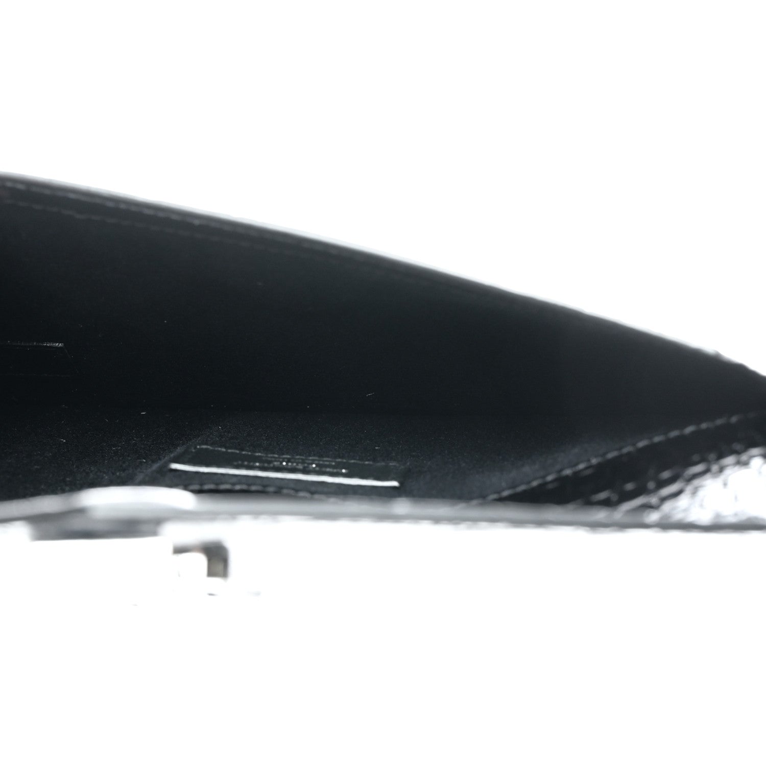 Saint Laurent Calfskin Crocodile Embossed Uptown Monogram Pouch Black 7 of 8