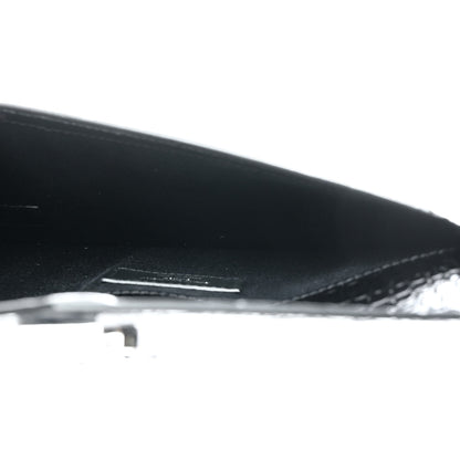 Saint Laurent Calfskin Crocodile Embossed Uptown Monogram Pouch Black 7 of 8