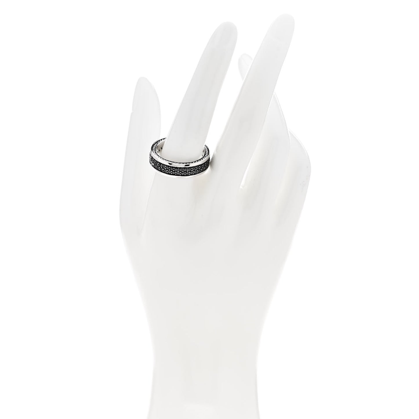 Sterling Silver Black Diamond Streamline Two-Row Band Ring 61 9.5