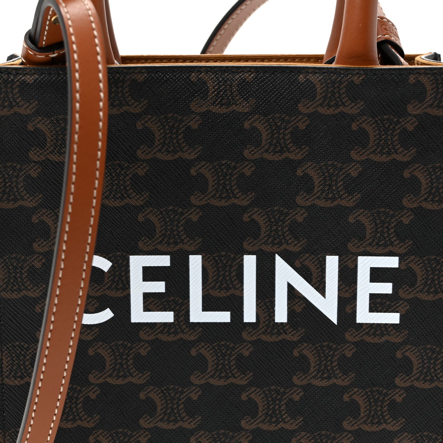 Triomphe Canvas Calfskin Mini Vertical Cabas Tan Tan