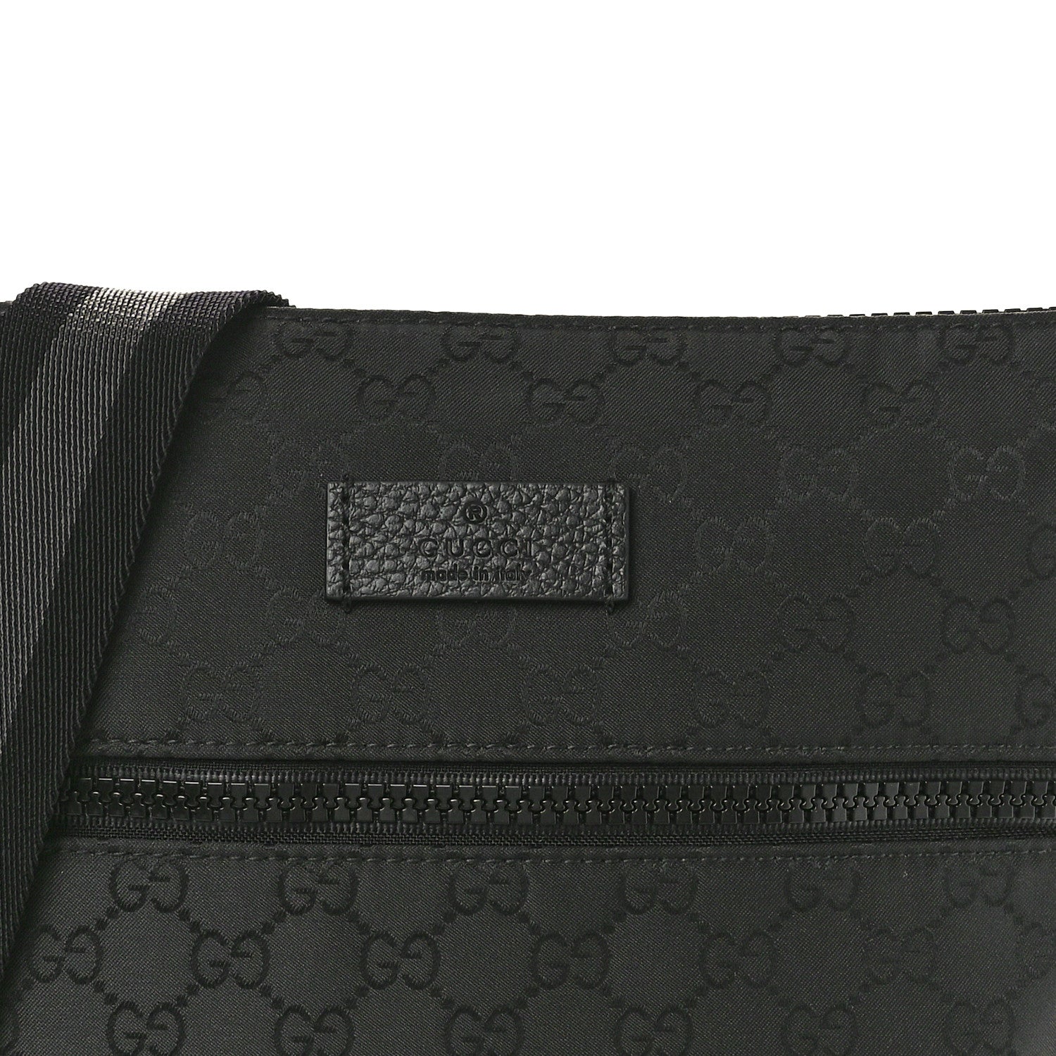 Gucci Nylon Monogram Small Flat Messenger Bag Black 8 of 10