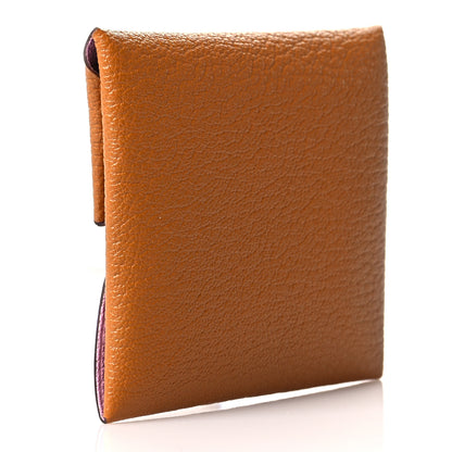 Hermes Chevre Mysore Bastia Verso Coin Purse Caramel Mauve Sylvestre 3 of 11
