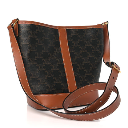 Celine Triomphe Canvas Calfskin Small Bucket Bag Tan 3 of 10
