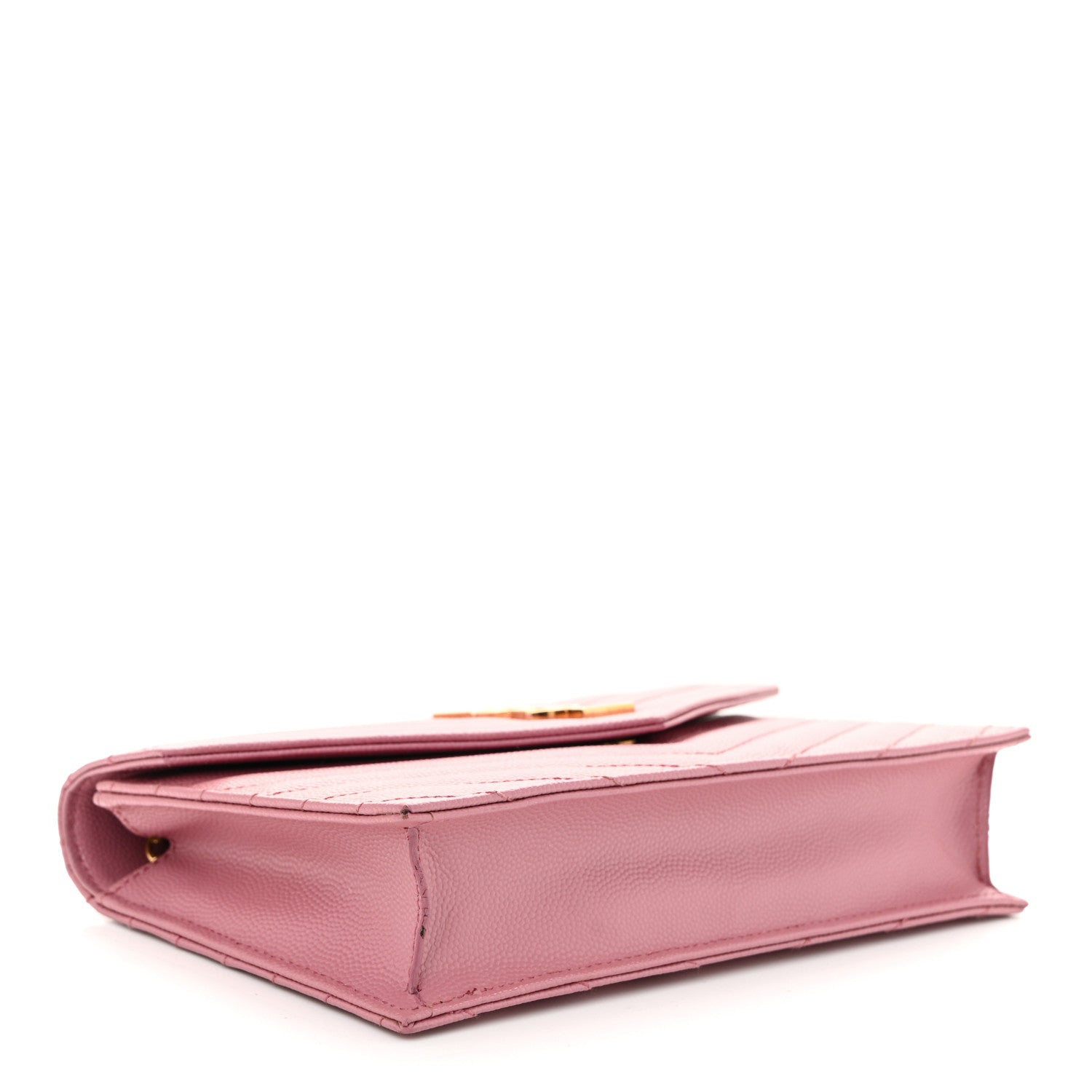 Saint Laurent Grain De Poudre Matelasse Chevron Monogram Envelope Chain Wallet Dark Rose 4 of 10