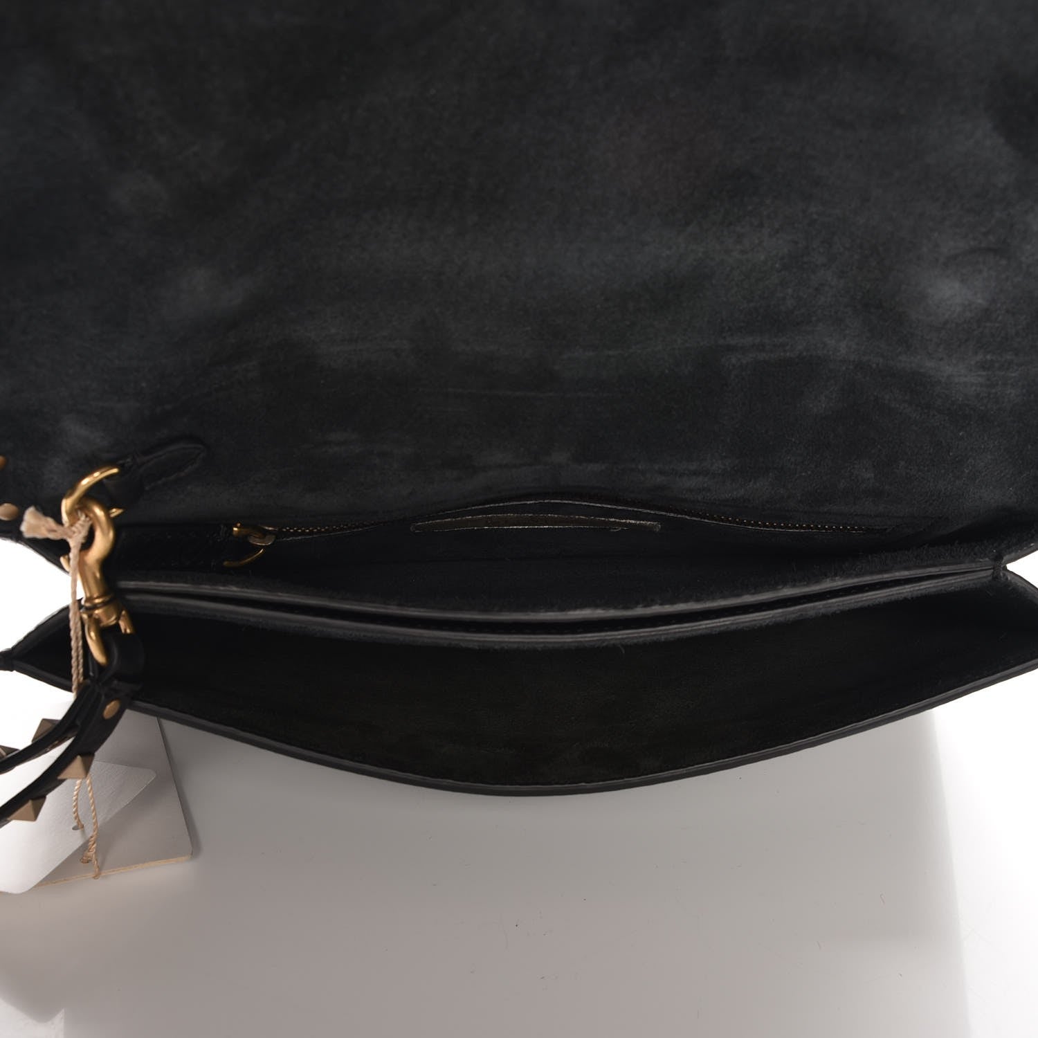 Valentino Garavani Pebbled Calfskin Beaded Ribbons Rockstud Wristlet Clutch Black 4 of 5