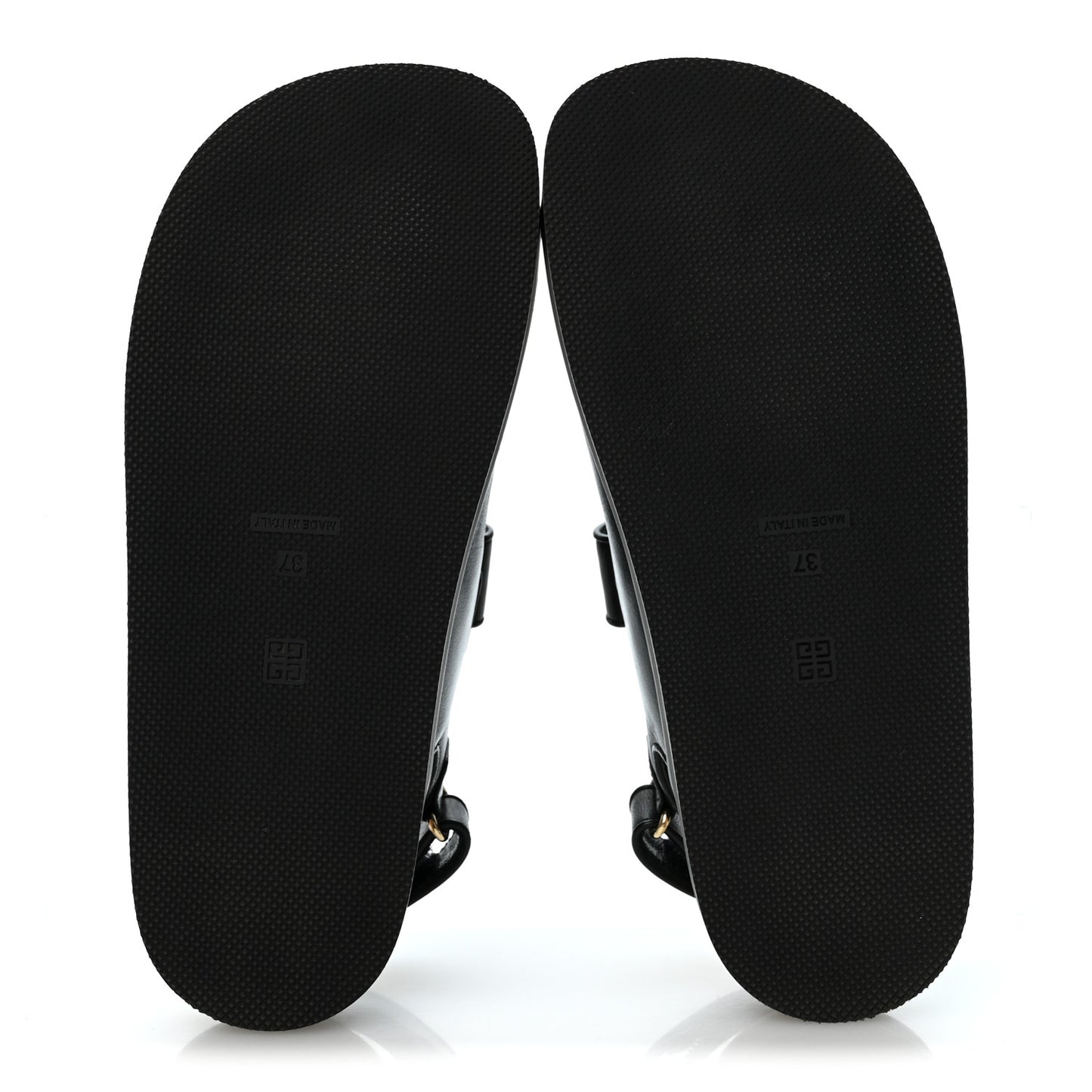 Calfskin 4G Strap Flat Sandals 37 Black