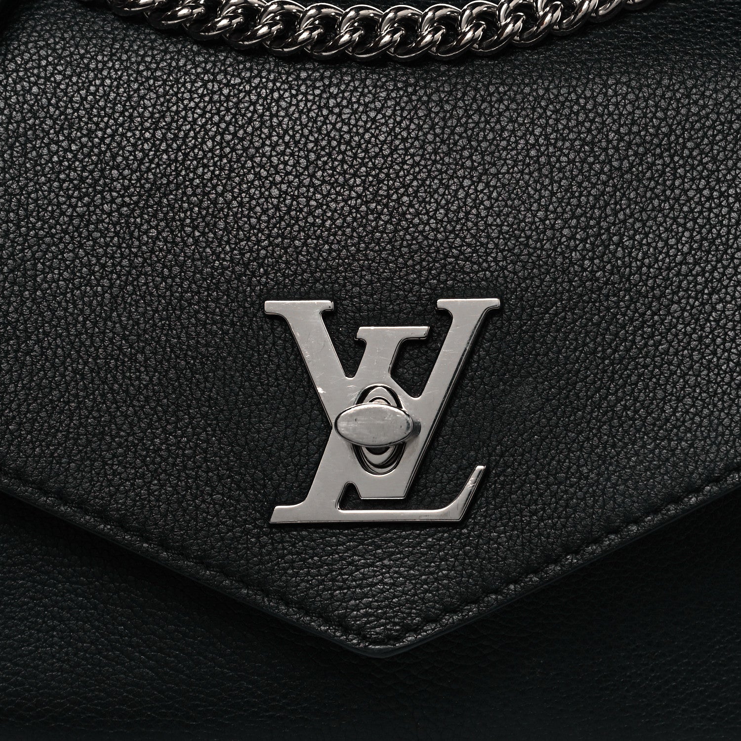Louis Vuitton Soft Calfskin Mylockme Chain Bag BB Black 6 of 10