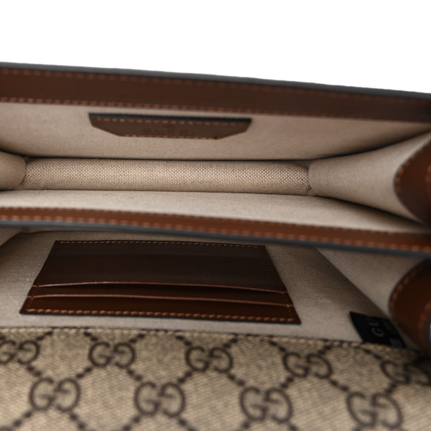 GG Supreme Monogram Azalea Calfskin Mini Retro Interlocking G Flap Shoulder Bag Beige Ebony Brown Sugar