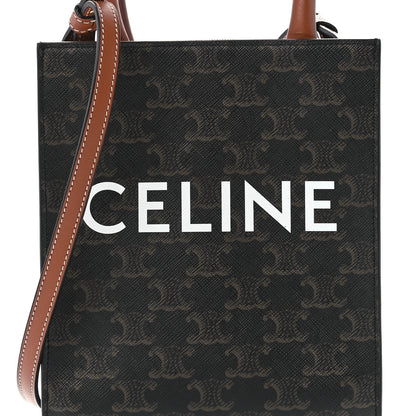 Celine Triomphe Canvas Calfskin Mini Vertical Cabas Tan 6 of 9
