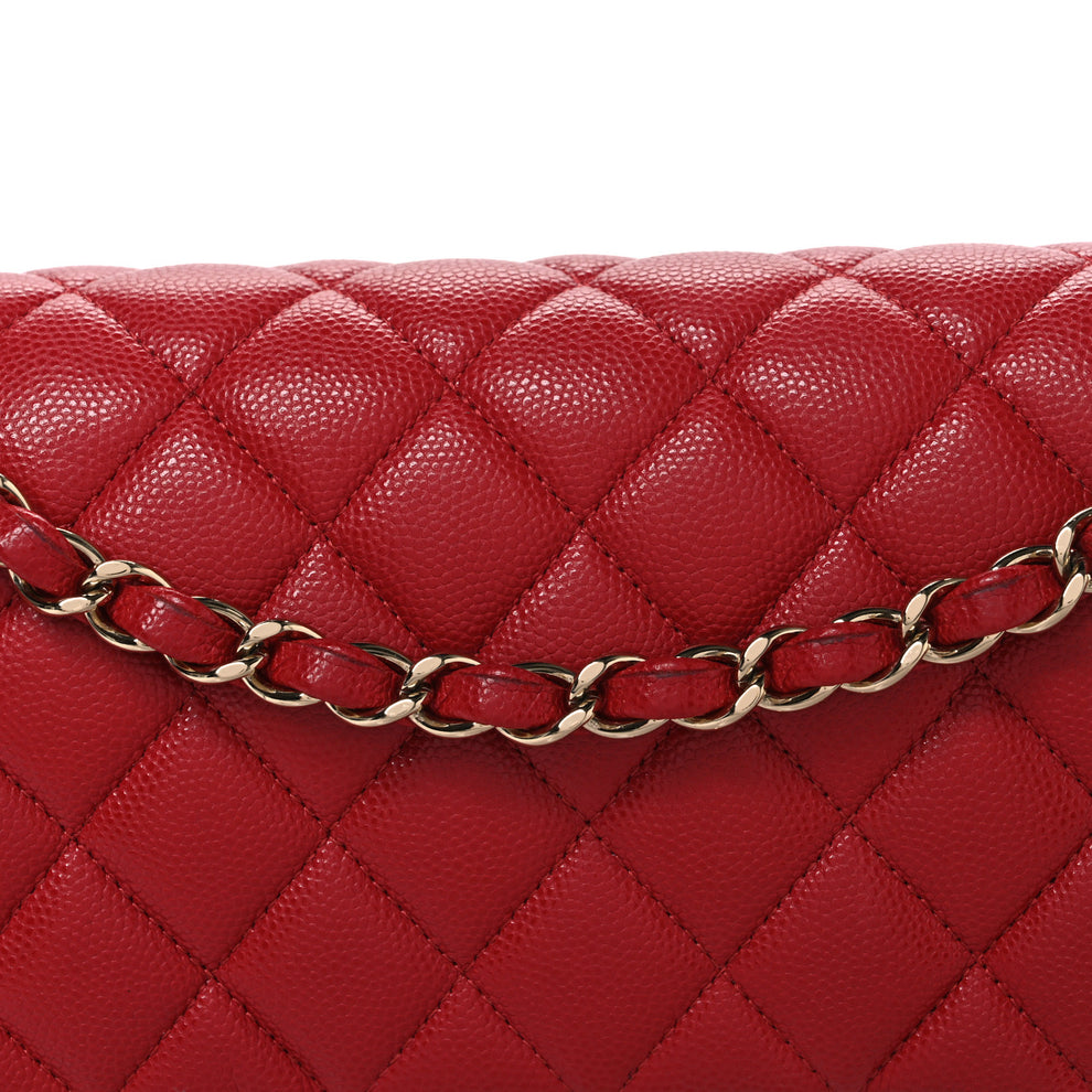 Chanel Caviar Quilted Medium Double Flap Red 1999520 – FASHIONPHILE