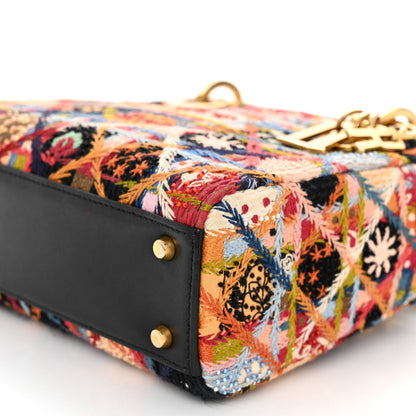 Christian Dior Canvas Embroidered Beaded Peace Mini Lady Dior Black Multicolor 9 of 9