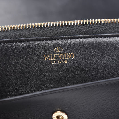 Valentino Garavani Vitello Rockstud Carry Secrets Continental Wallet On Chain Black 6 of 9
