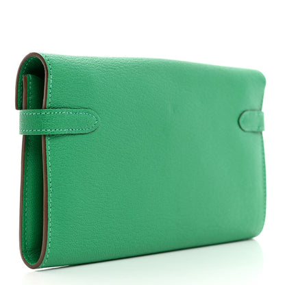 Hermes Chevre Mysore Kelly Longue Wallet Menthe 3 of 8